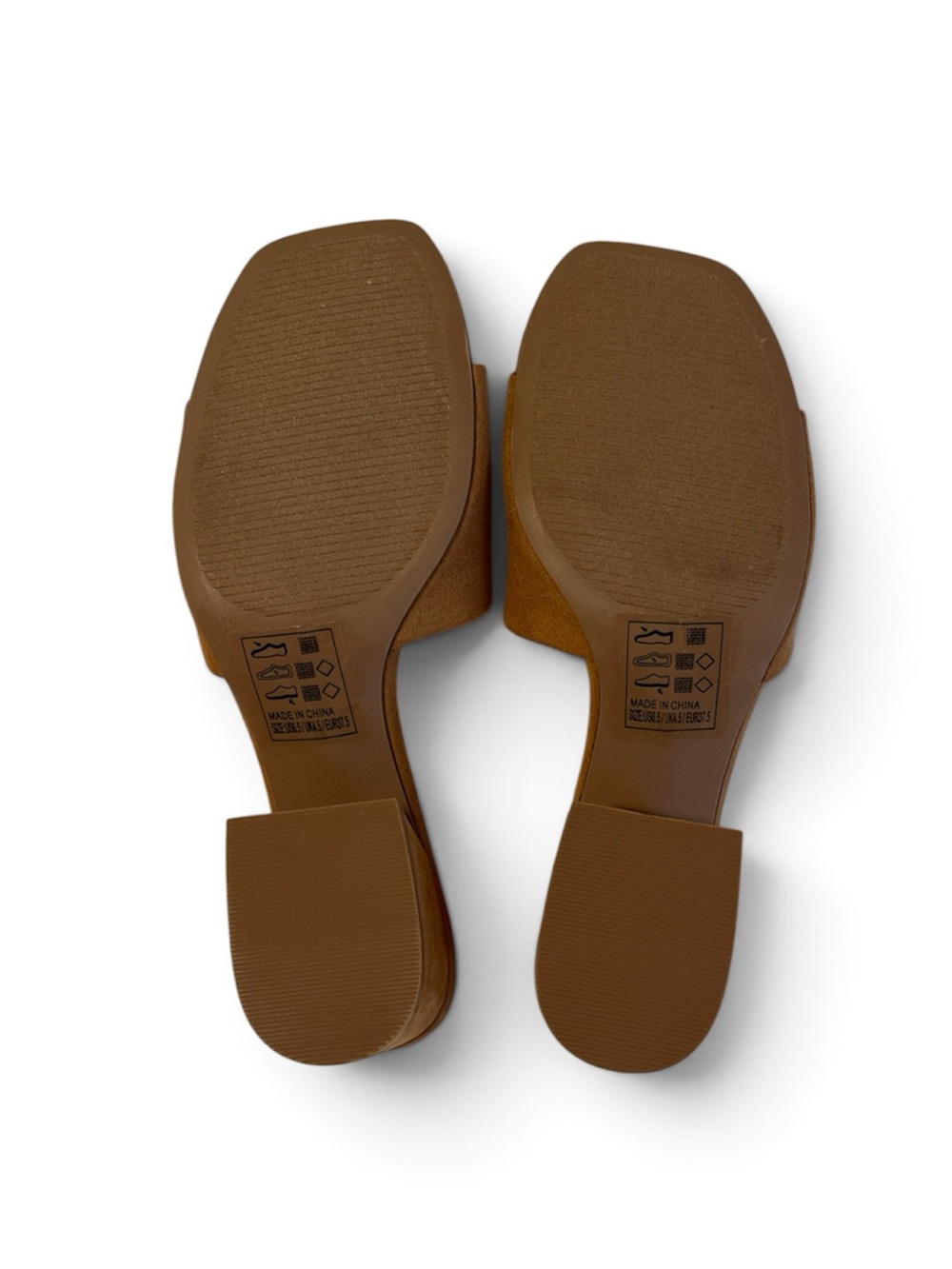 Qupid Tan Camel Faux Suede Block Heel Mule Slides Size US6.5/UK4.5/EUR37.5 - Picture 6 of 7